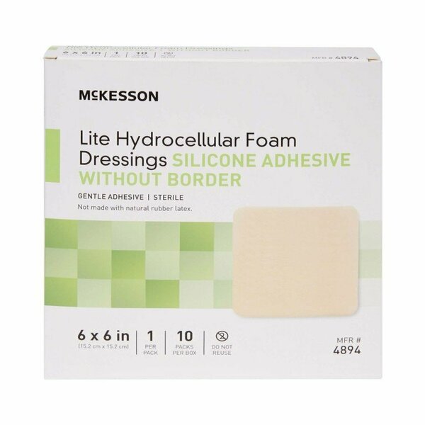 Mckesson Lite Silicone Gel Adhesive without Border Thin Foam Dressing, 6 x 6 Inch, 200PK 4894